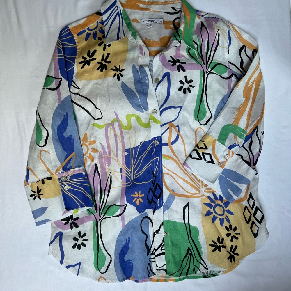 Chico's Multicolor Abstract Print Shirt